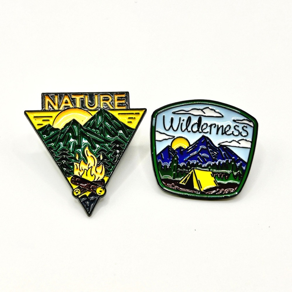 Nature Wilderness Enamel Pin Set OS Multi Camping Outdoors Hiking Travel Badge